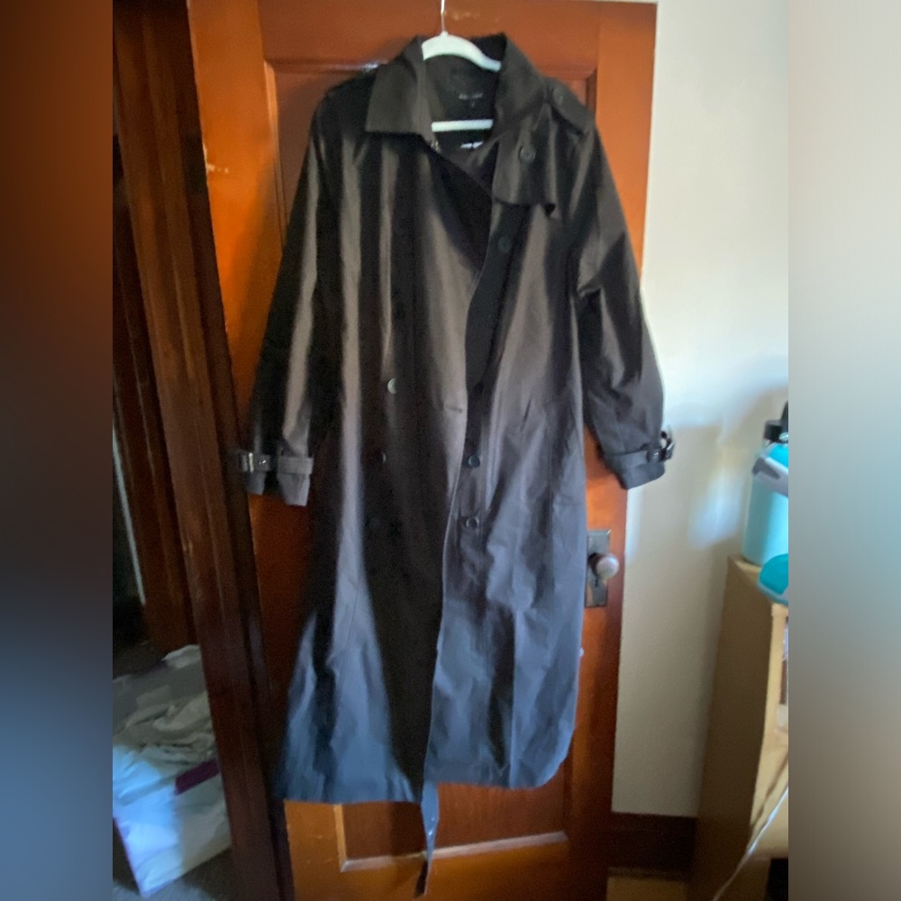 Universal Standard Long Black Double Breasted Trench Coat